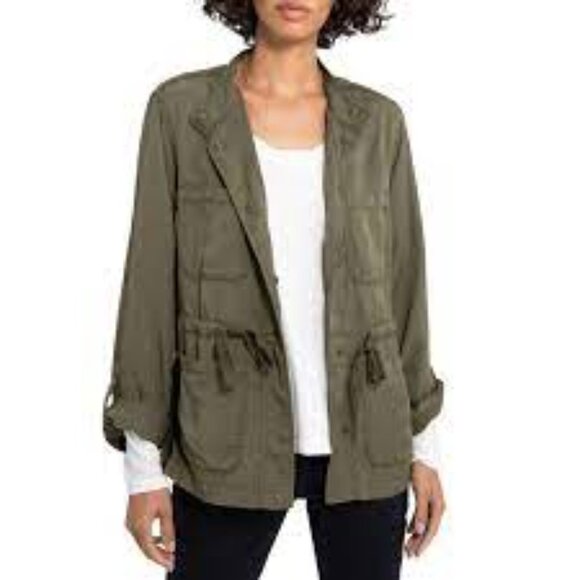 Anthropologie SANCTUARY Field Jacket Olive Green Fatigue Tencel L - Picture 1 of 9